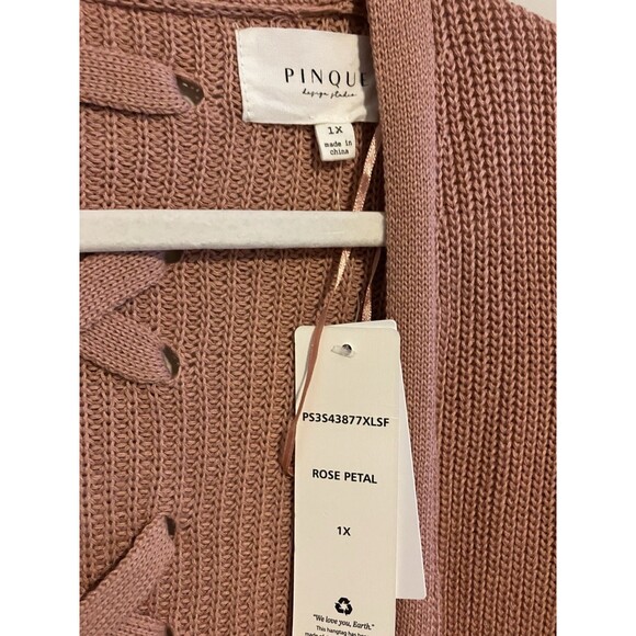 Pinque by Stitch Fix Cardigan Sweater Mauve Pink Open Front Casual Size 1X New - Picture 4 of 5